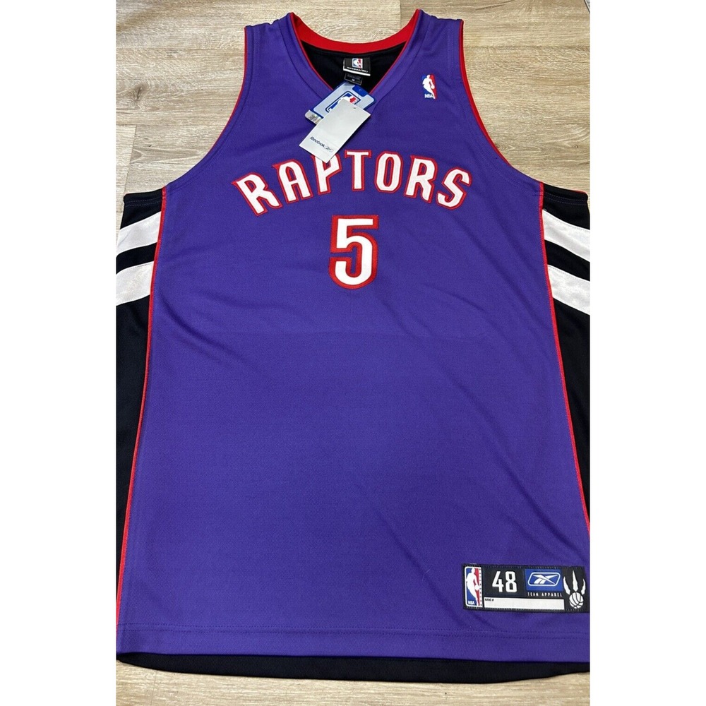Toronto Raptors Jalen Rose 5 Jersey Road Purple 48 XL - SIGNED - Reebok Swingman